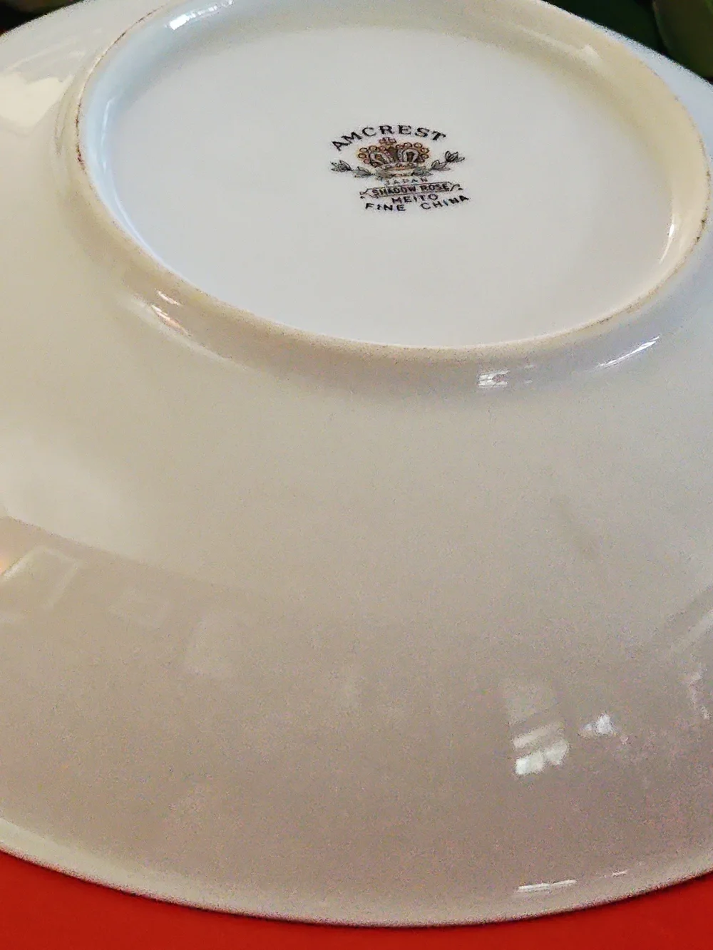 Vintage Amcrest Shadow Rose Fine China Serving Bowl with Gold Trim